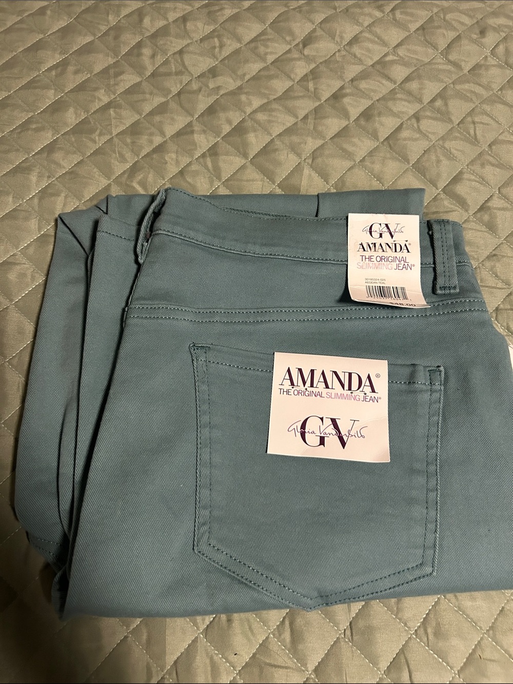 Gloria Vanderbilt Amanda Straight Leg Jeans in Dusty Teal